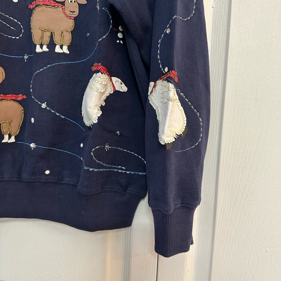 Saul Away Women’s Skating Polar & Moose Christmas Sweater Size S Blue  Sequins - Picture 7 of 7
